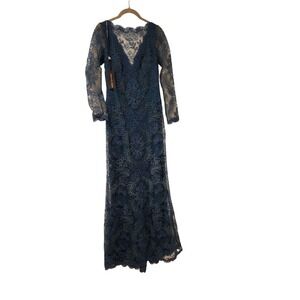 Tadashi Shoji Gown Size 2 Long Sleeve Lace Formal Evening Party Maxi Dress